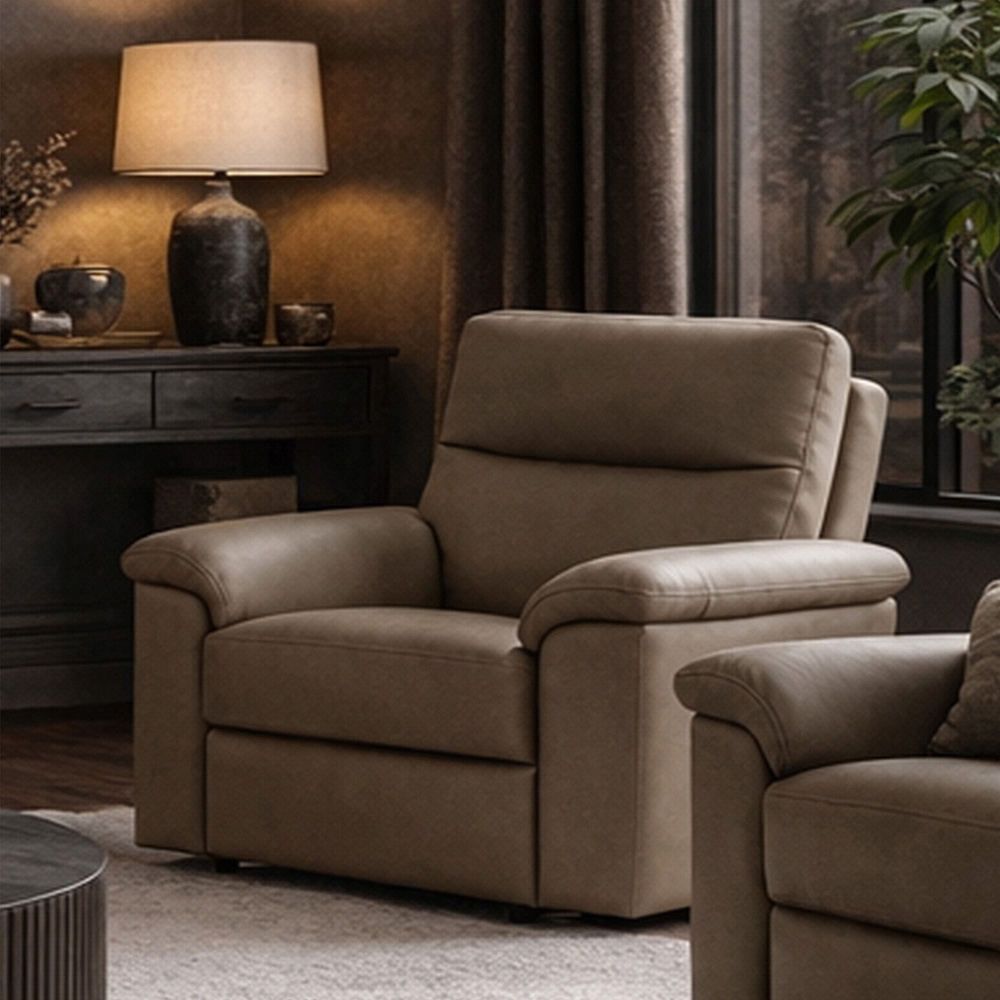 Aspire Marlowe Mushroom Leather Power Recliner Armchair with USB Charging Image 8