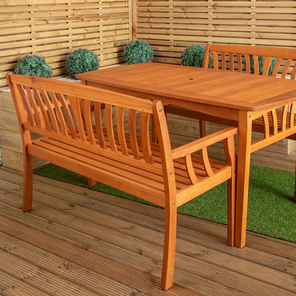 Samuel Alexander 4 Seater Wooden Garden Dining Bench Set Image 7