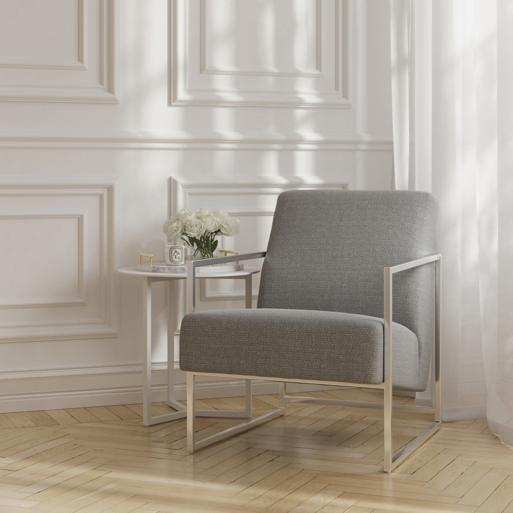 Ritz Dove Grey and Silver Accent Chair Image 7