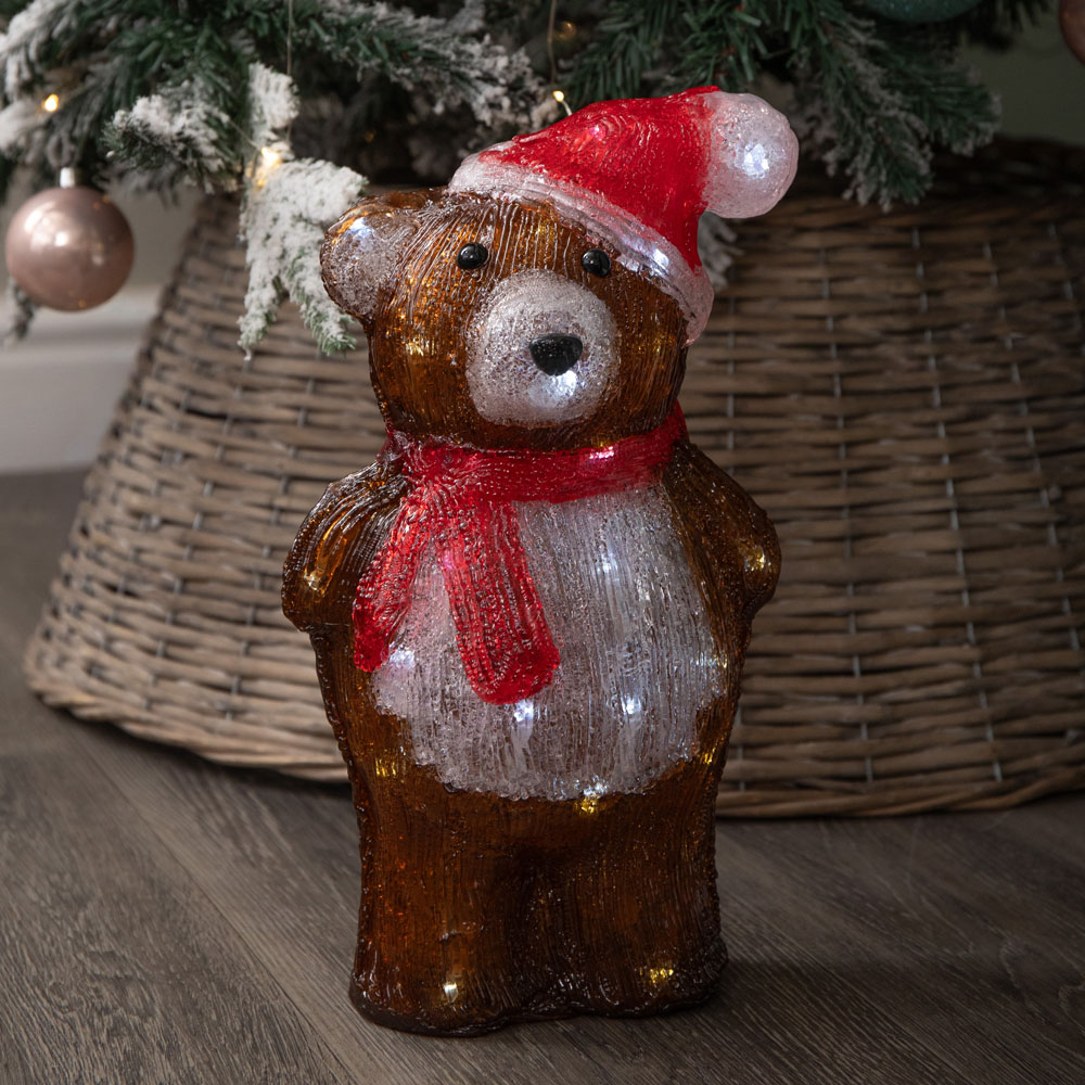 Samuel Alexander 40 Cool White LED Battery Operated Light-Up Ice Teddy Christmas Decoration 34cm Image 3