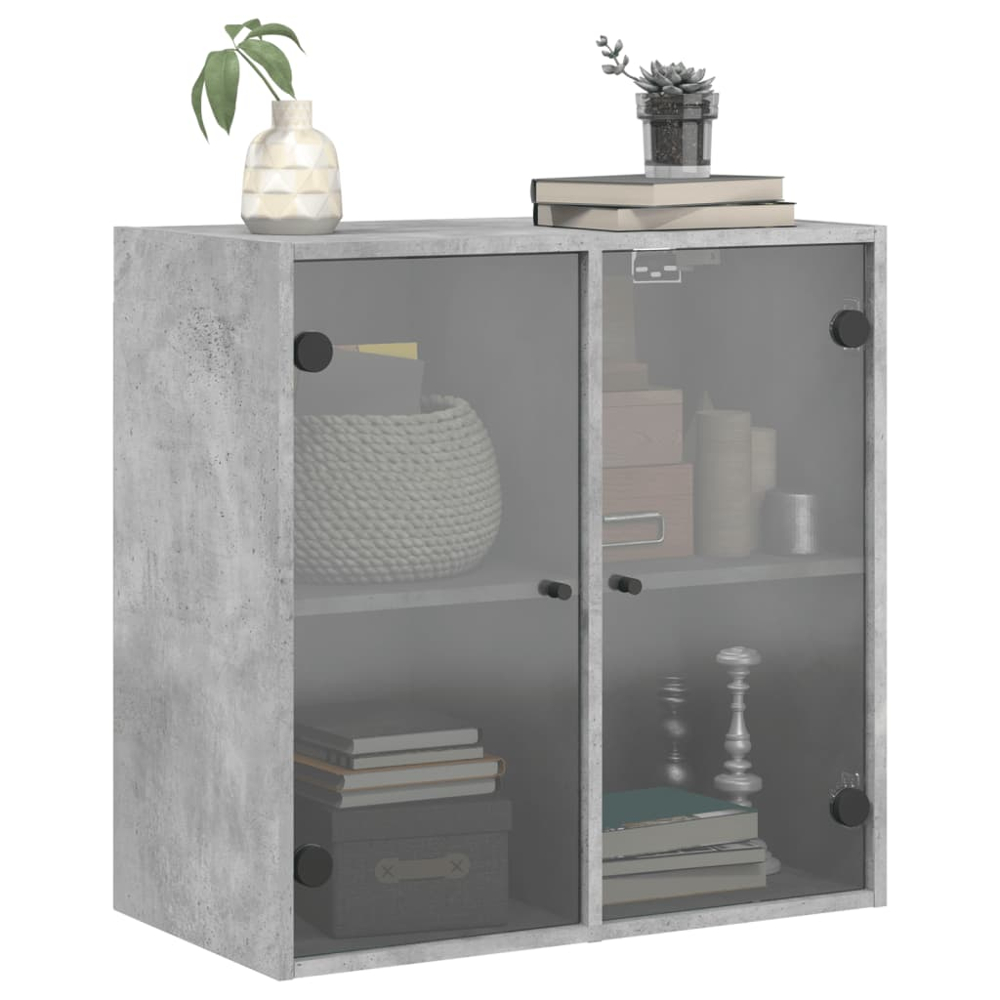 vidaXL 2 Door Concrete Grey Glass Wall Cabinet Image 4