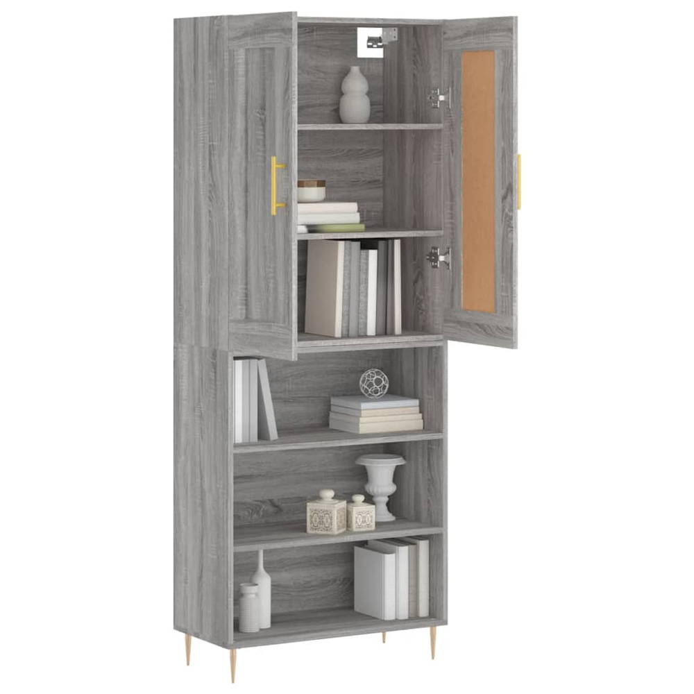 vidaXL 2 Door 3 Open Shelf Grey Sonoma Highboard Image 3