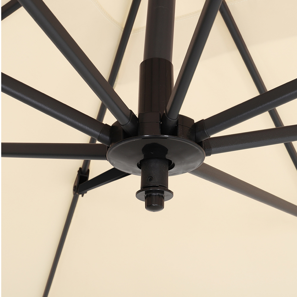 Living and Home Cream Square Rotatable Tilt Cantilever Parasol with Cross Base 3m Image 4
