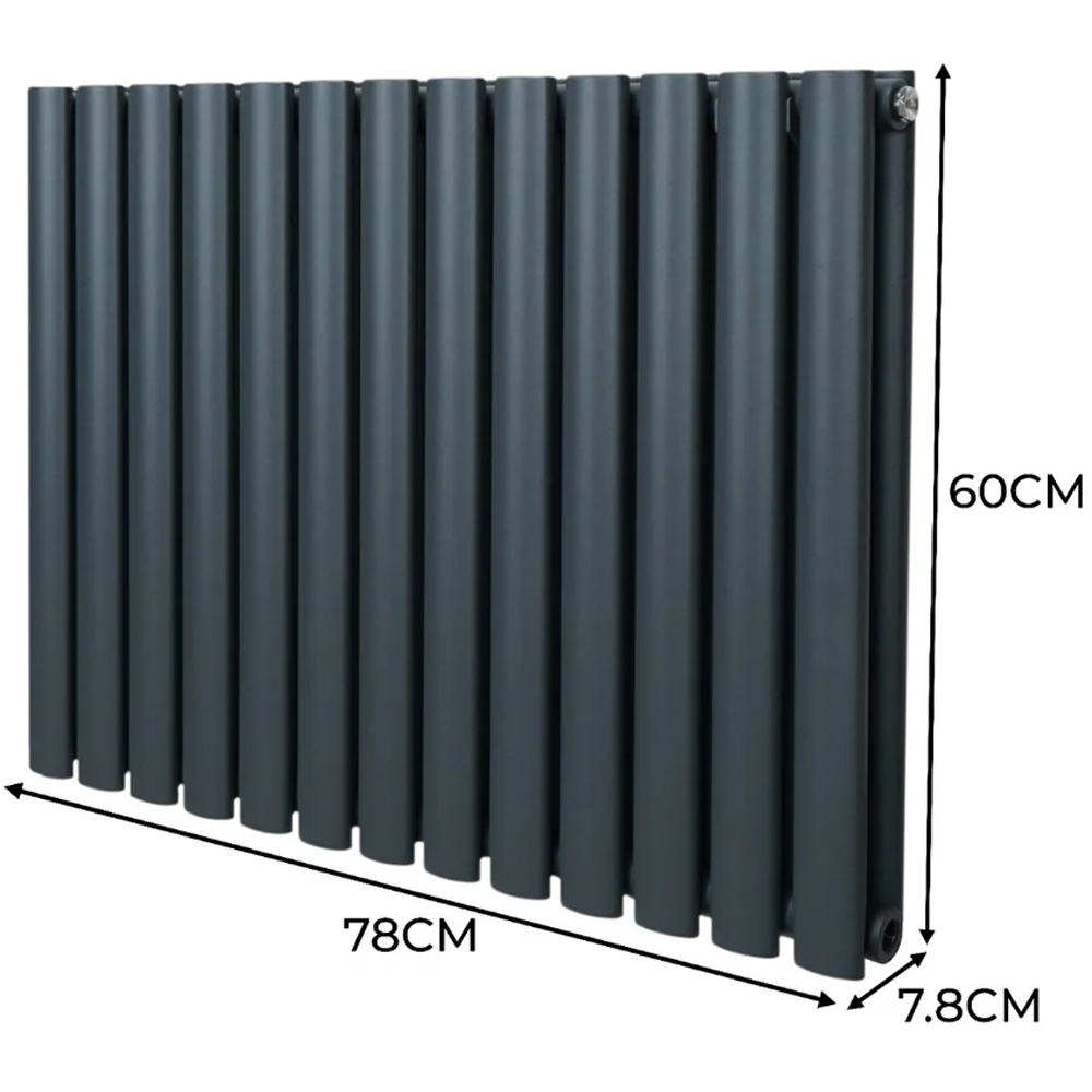 Monster Shop 3489BTU Anthracite Grey Oval Column Radiator 1600 x 780mm Image 6