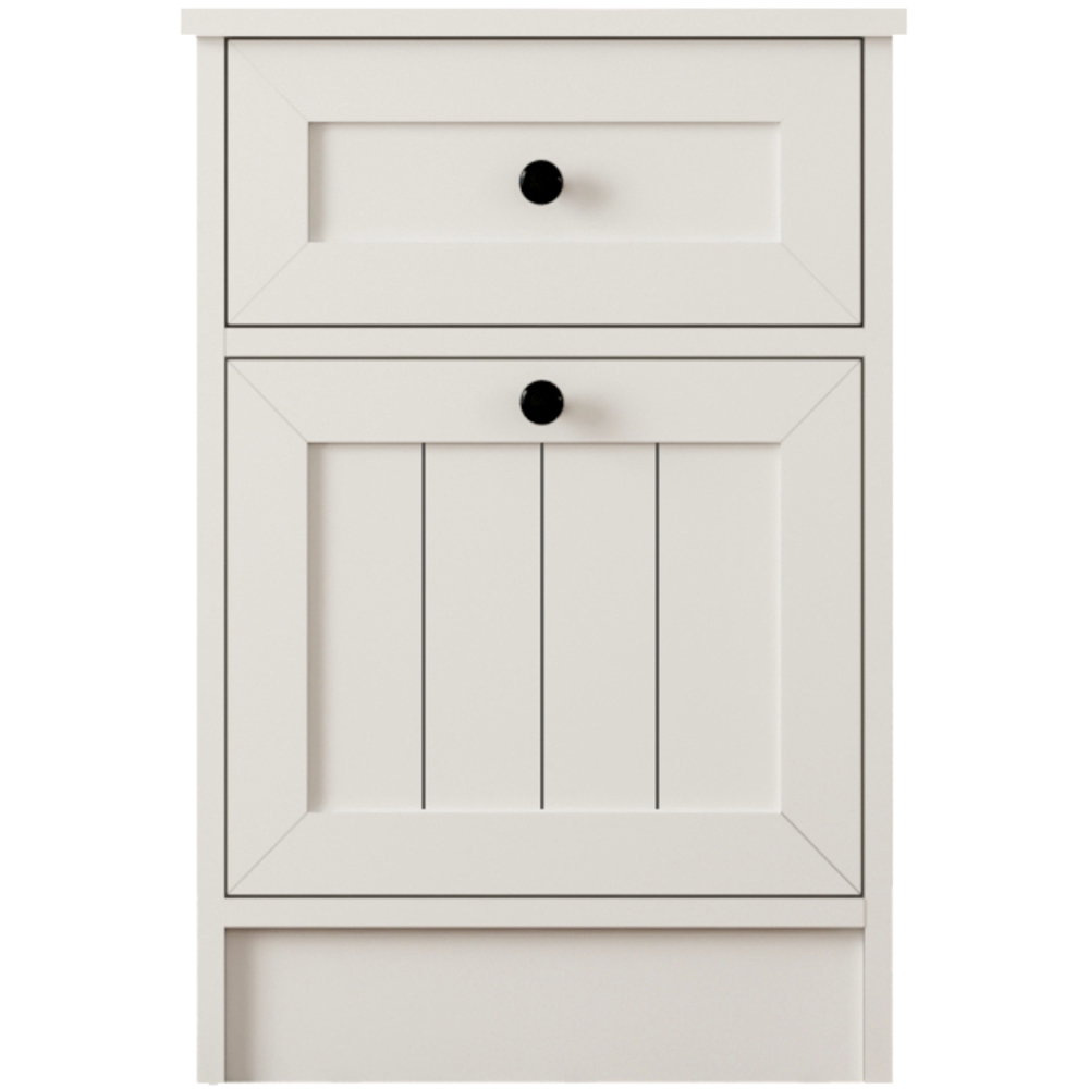 Evu VIENNA Single Door Single Drawer White Bedside Table Image 2