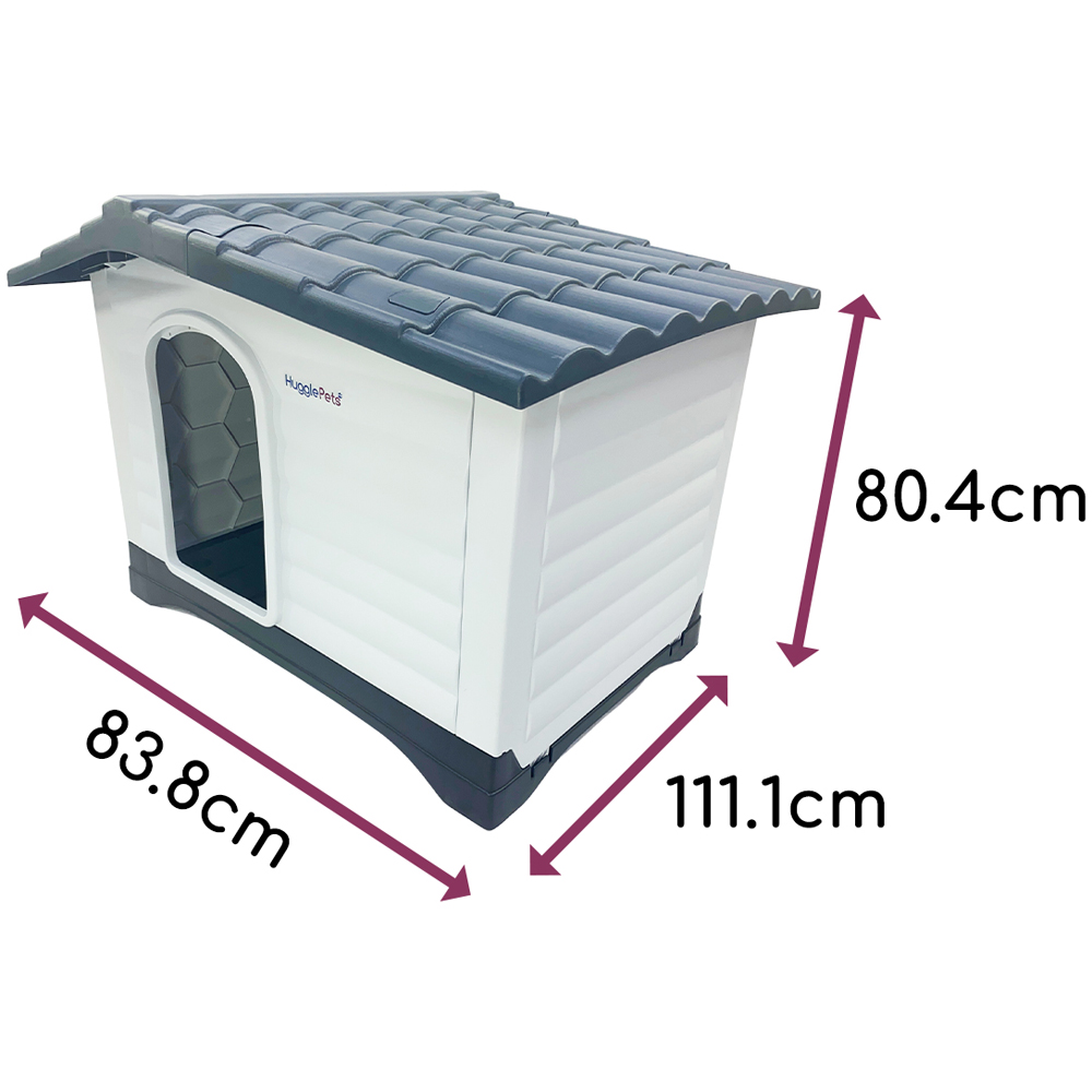 HugglePets Grey Plastic Premium XL Raised Base Roof Dog Kennel Image 5