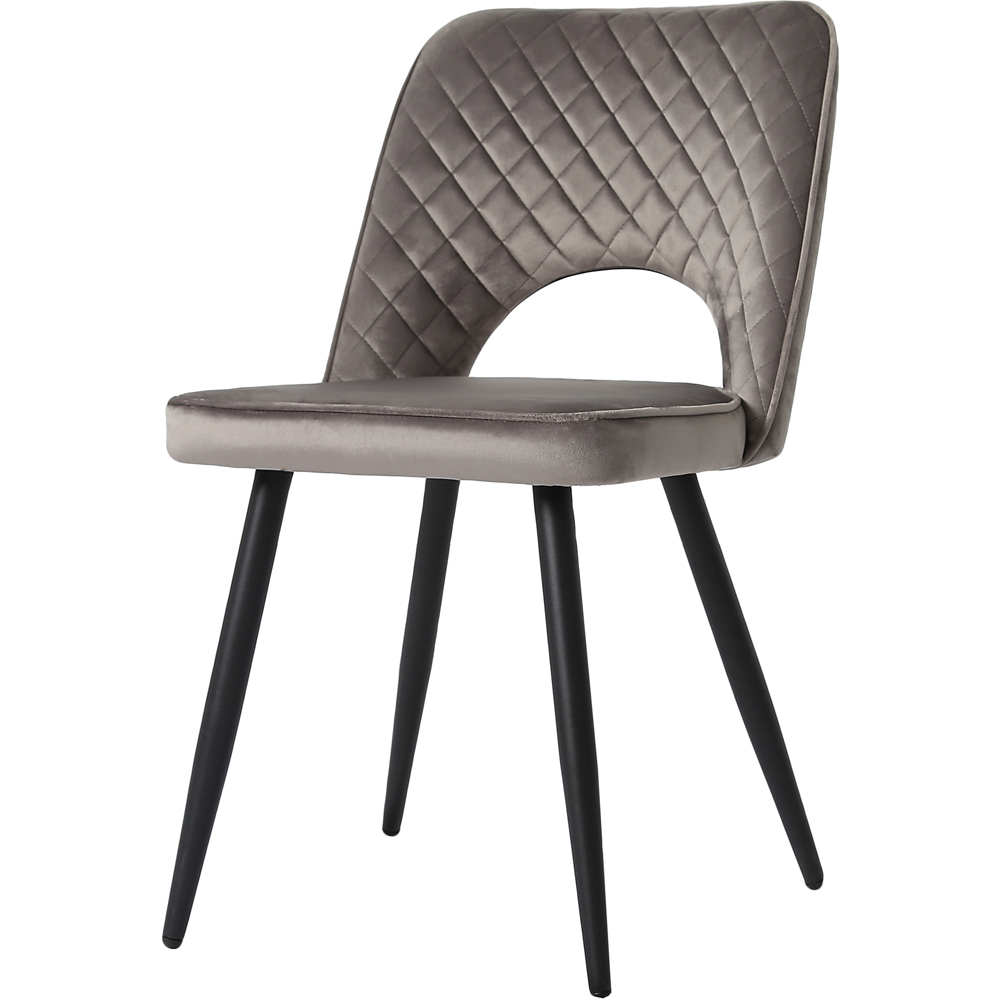 Metis Set of 2 Dark Grey Velvet Dining Chair Image 3