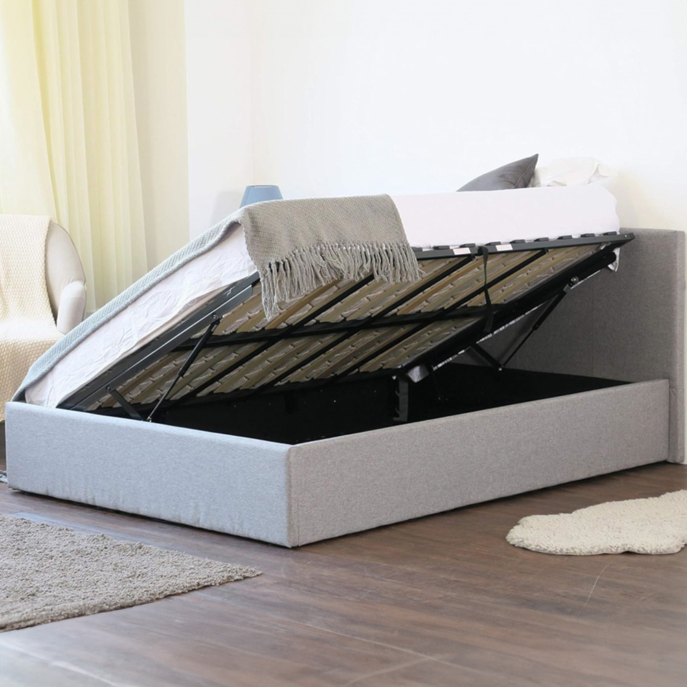 Home Treats Small Double Grey Ottoman Bed with Mattress Image 6