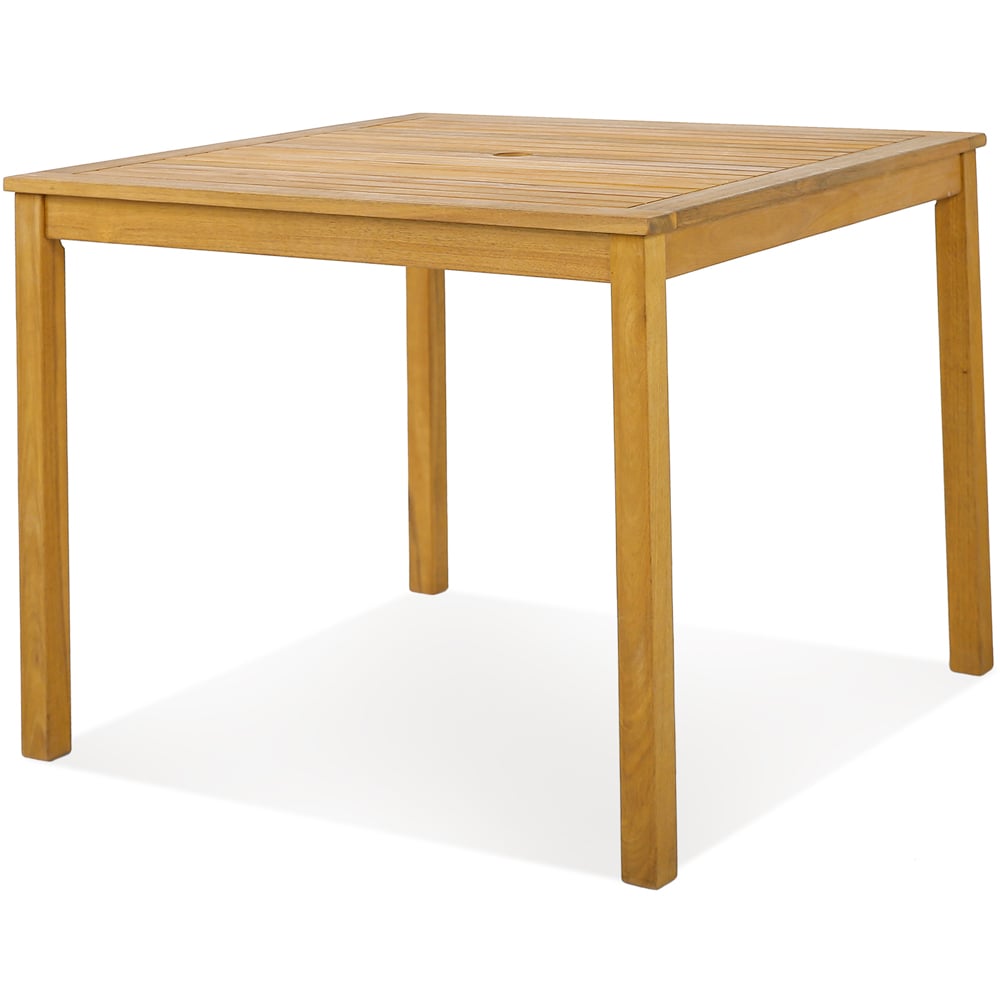 Costway 4 Seater Square Wooden Dining Table with Umbrella Hole Image 2