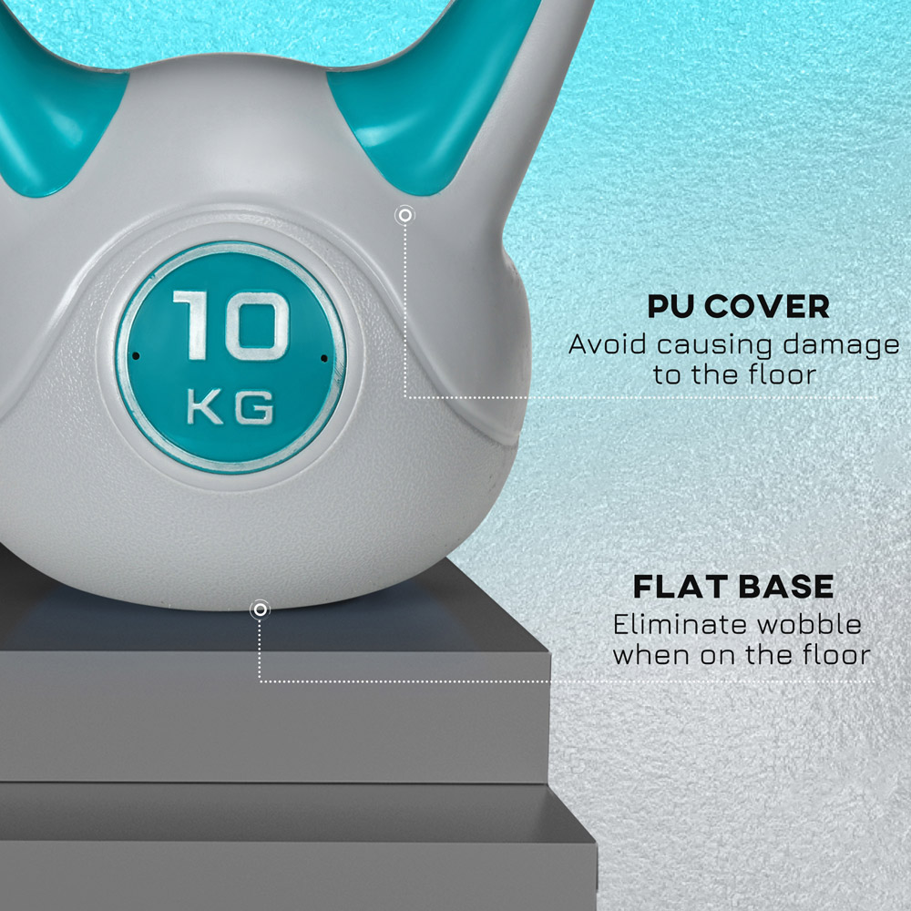 SPORTNOW Light Blue and Grey Kettlebell with Handle 10kg Image 6