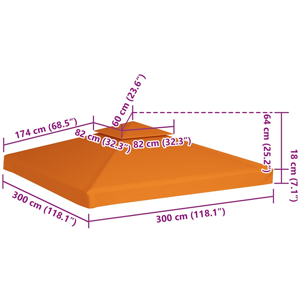 vidaXL 3 x 3m Orange Gazebo Canopy Replacement Image 6