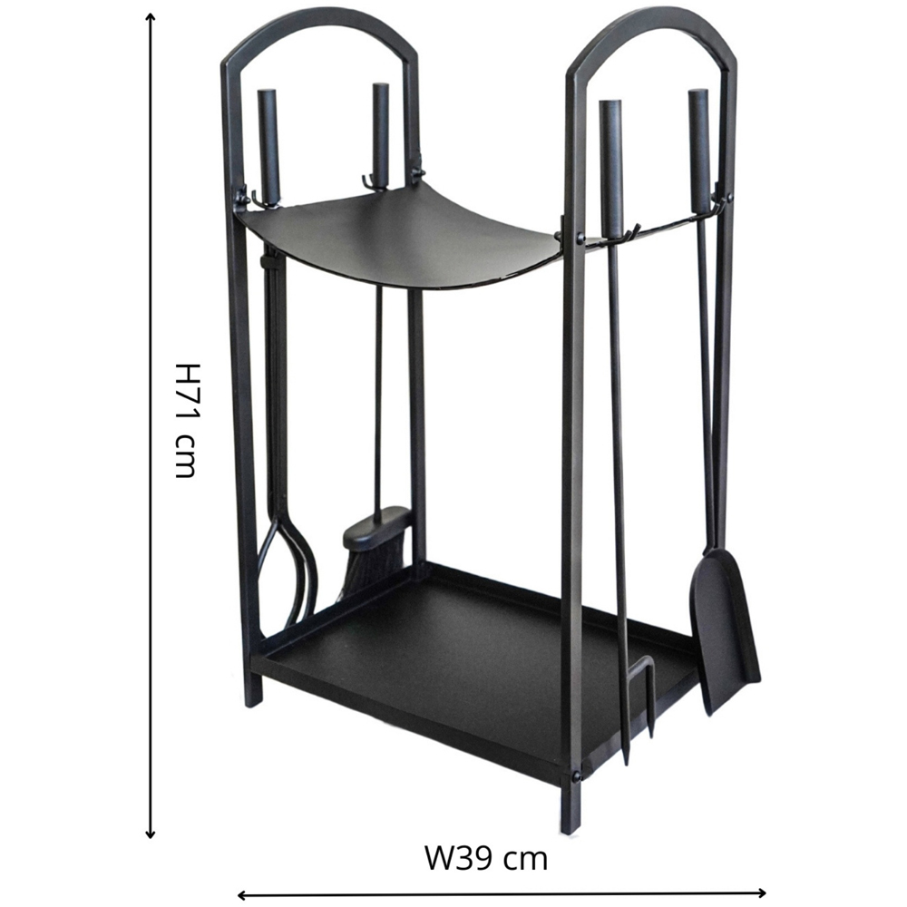 Ivyline Black Metal Curved Log Holder with Companion Set 71 x 39cm Image 4