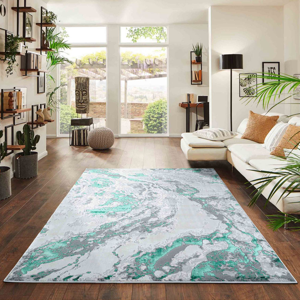 Desire Rugs Picasso Aqua Waterflow Abstract Rug 60 x 220cm Image 4