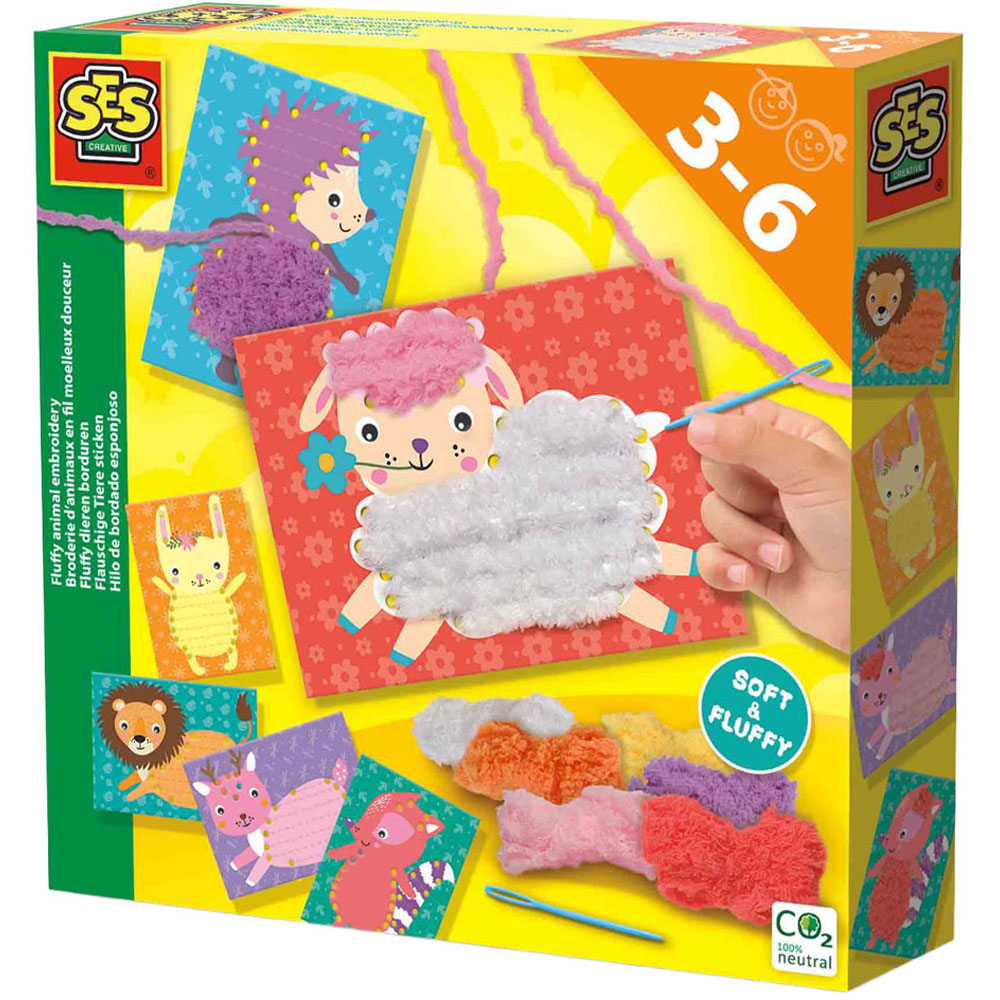 SES Creative Fluffy Animal Embroidery Kit Image 1