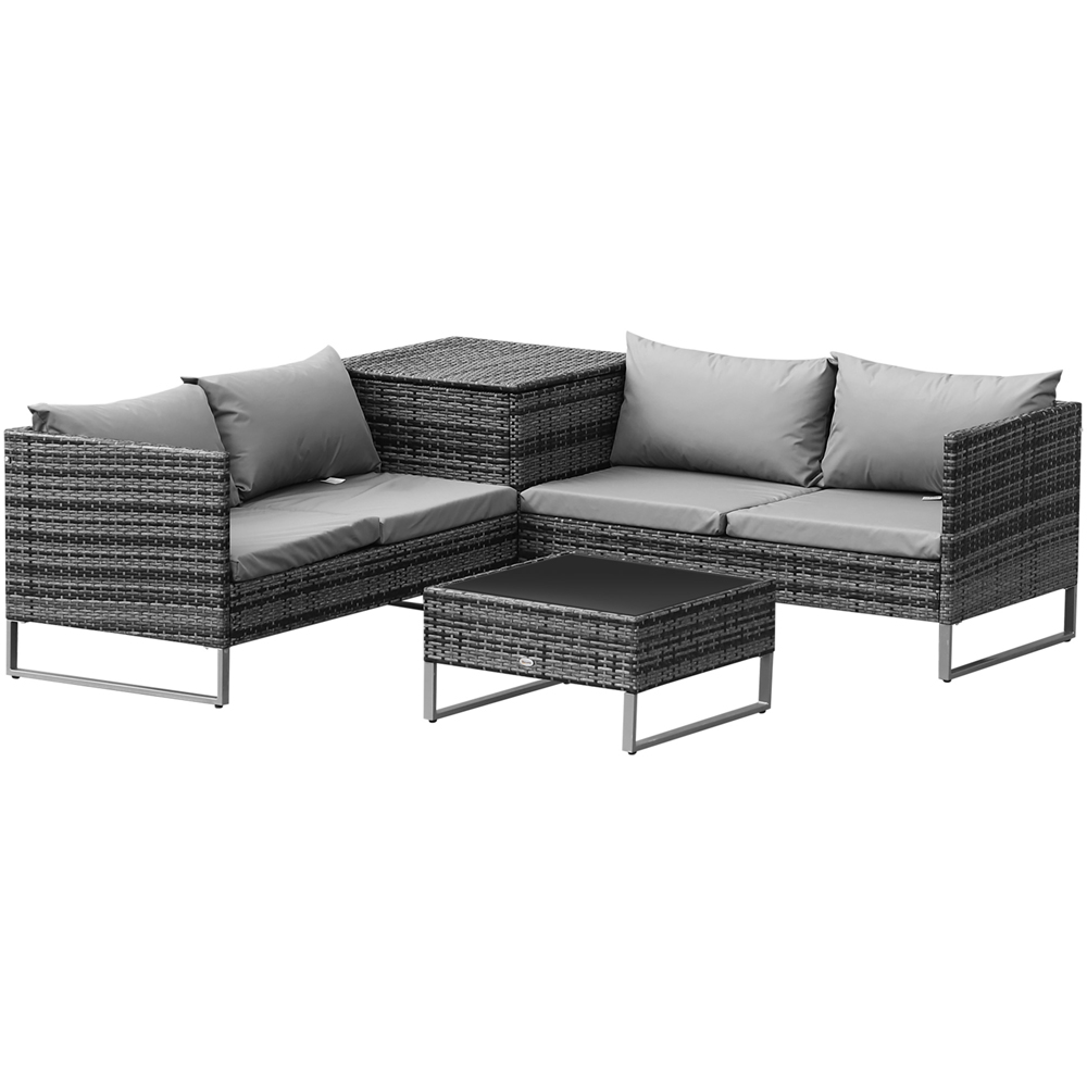 Outsunny 4 Seater Grey Rattan Wicker Corner Sofa Lounge Set Image 2