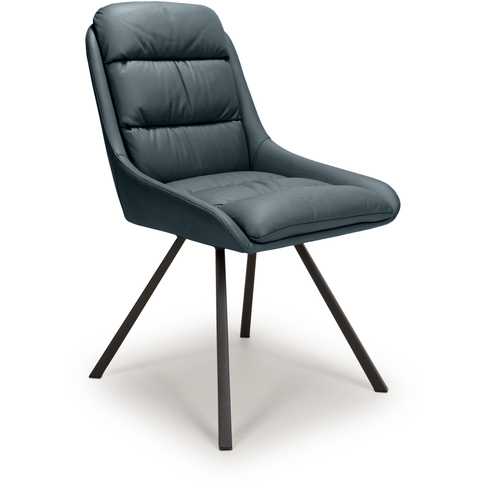 Arnhem Set of 2 Midnight Blue Swivel Leather Effect Dining Chair Image 2