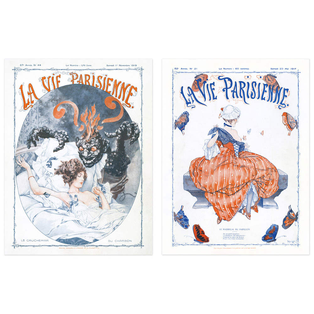 Artery8 Vintage French Magazine Cover Butterfly Wall Art Print 30 x 41cm 6 Pack Image 3