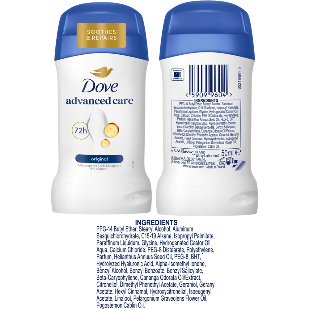 Dove Advanced Care 72H Sweat Protection Anti-Perspirant Deo Stick 50ml 3 Pack Image 8