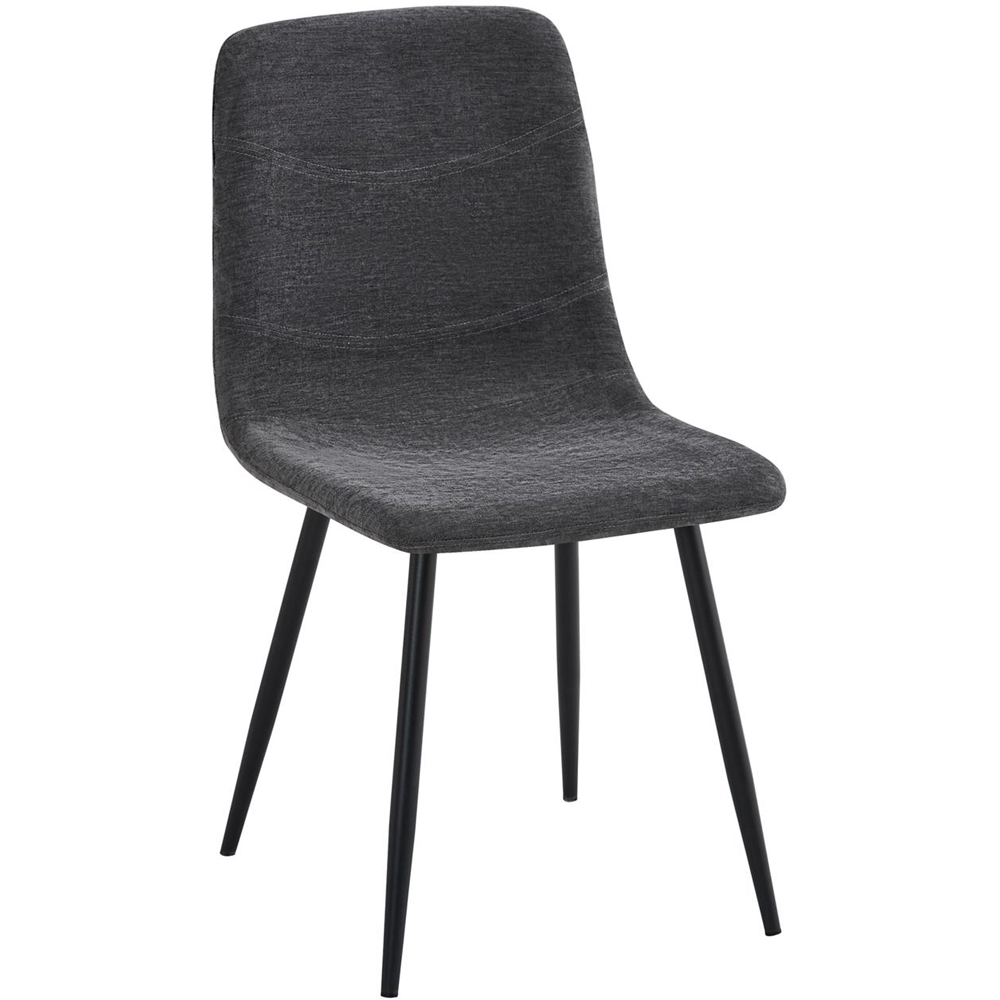 FWStyle Evie Set of 2 Grey and Black Linen Upholstered Steel Frame Dining Chair Image 3