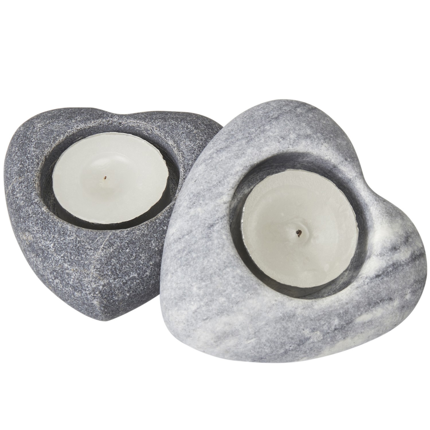 Single Grey Stone Heart Tealight Candle Holder in Assorted styles Image 1