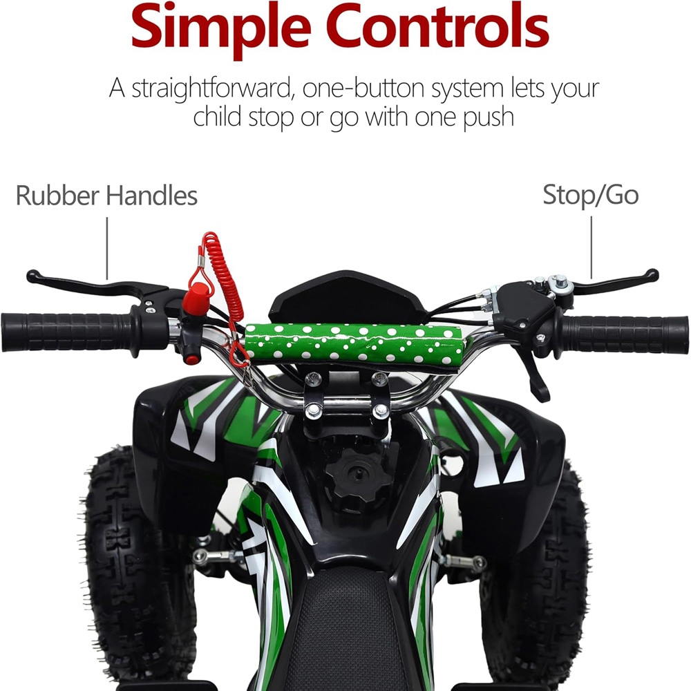 Alivio Kids Green 49cc 2-Stroke Engine Mini Petrol Quad Bike with Disc Brakes 1.8L Image 6