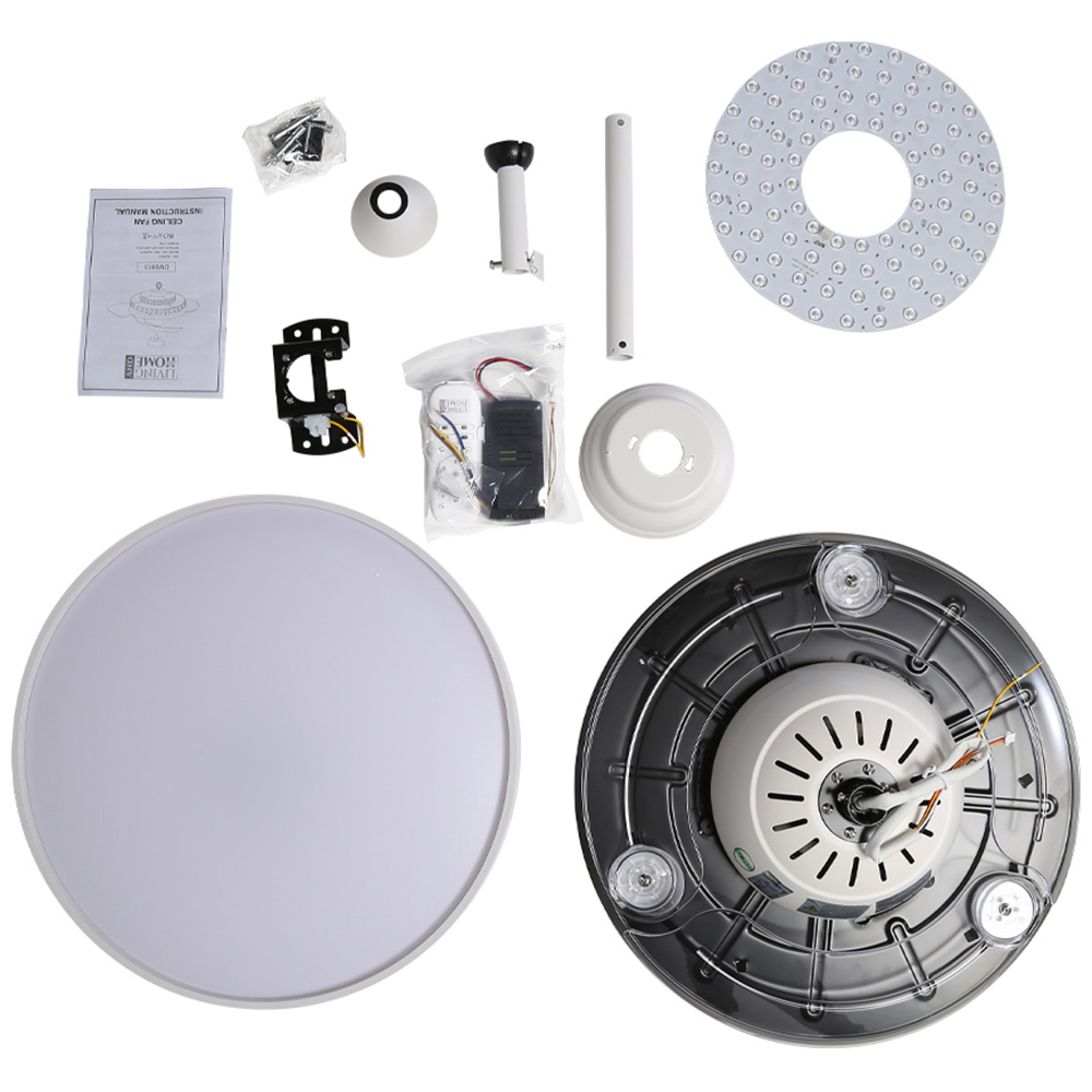 Living and Home Acrylic White LED Ceiling Fan Light with Remote 42 inch Image 6