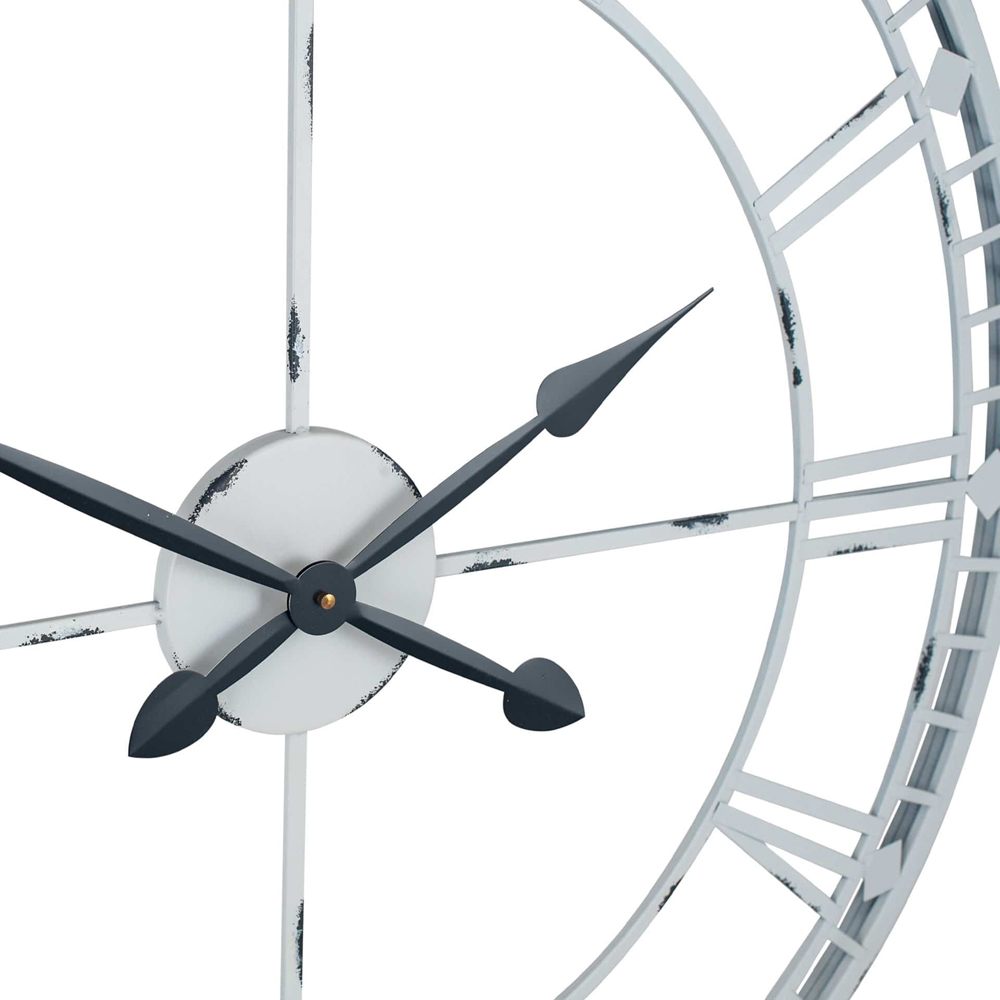Pacific Lifestyle Antique Grey Metal Round Workframe Wall Clock with Roman Numerals 80cm Image 2