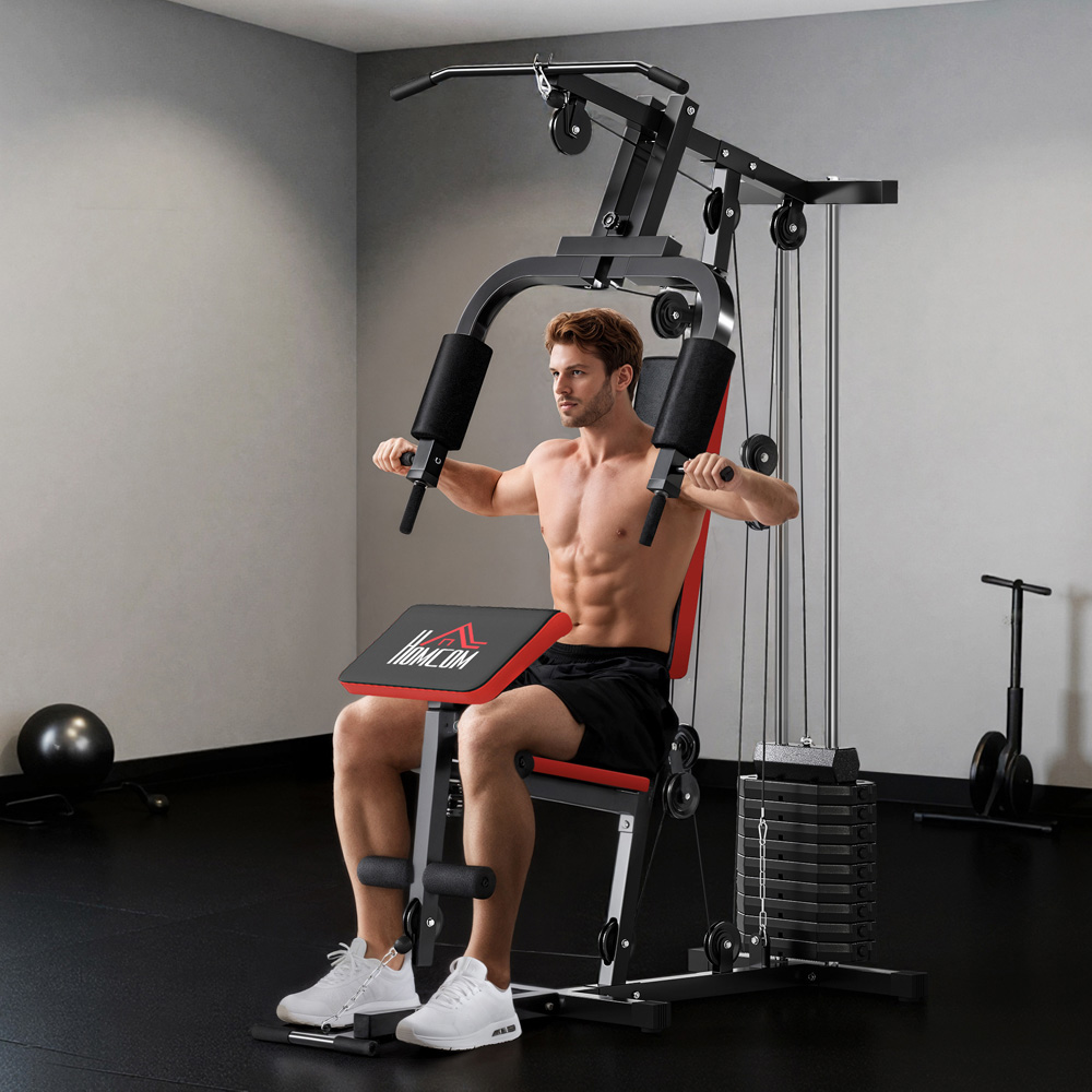 HOMCOM Black Multi Home Gym Machine with Weights 65kg Image 2