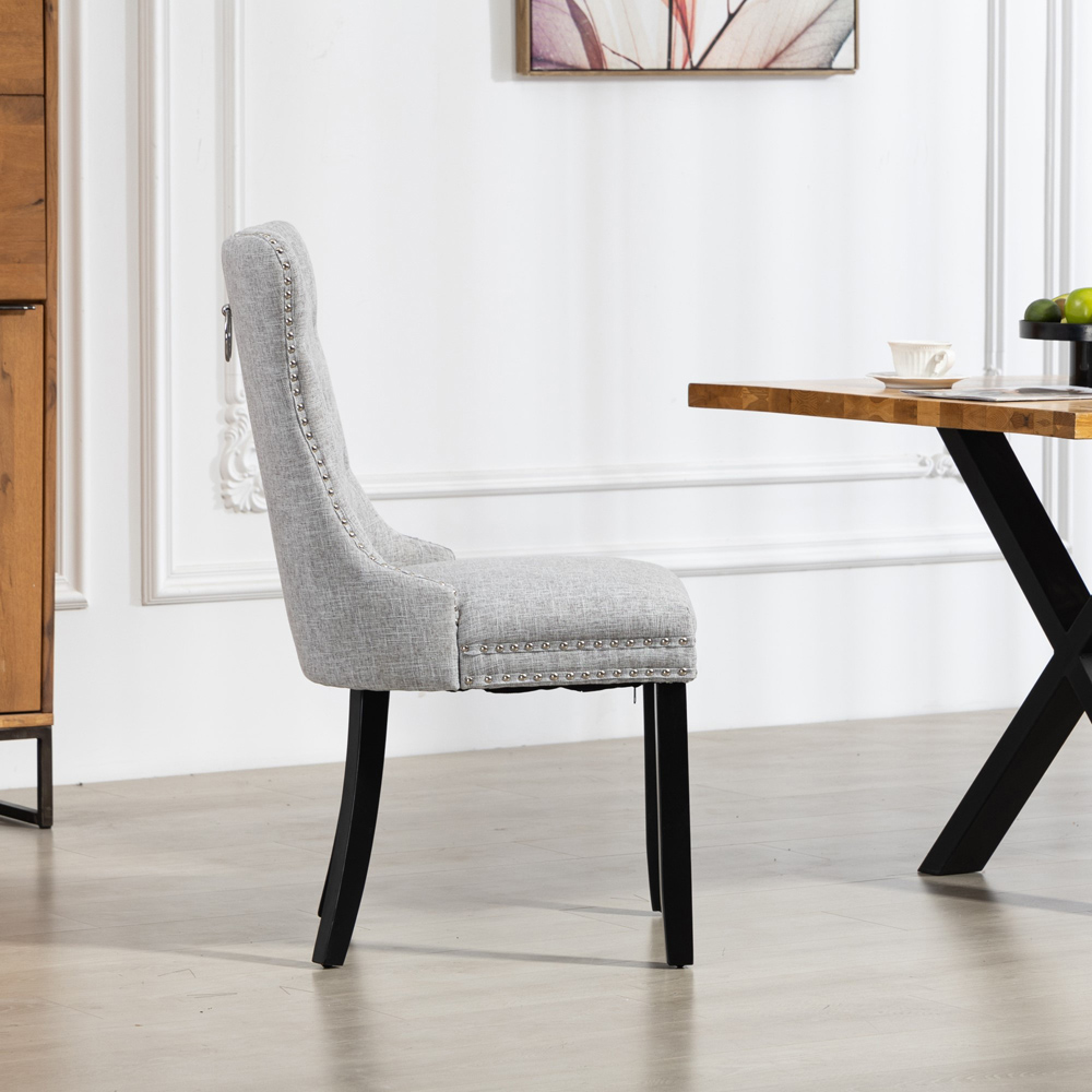 Artemis Home Rivara Set of 2 Light Grey Fabric Dining Chair Image 3