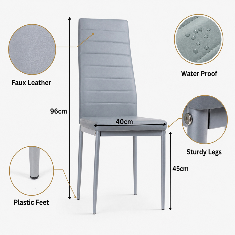 Kosy Koala 6 Seater Faux Leather Dining Set Stone Grey Effect and Grey Image 7