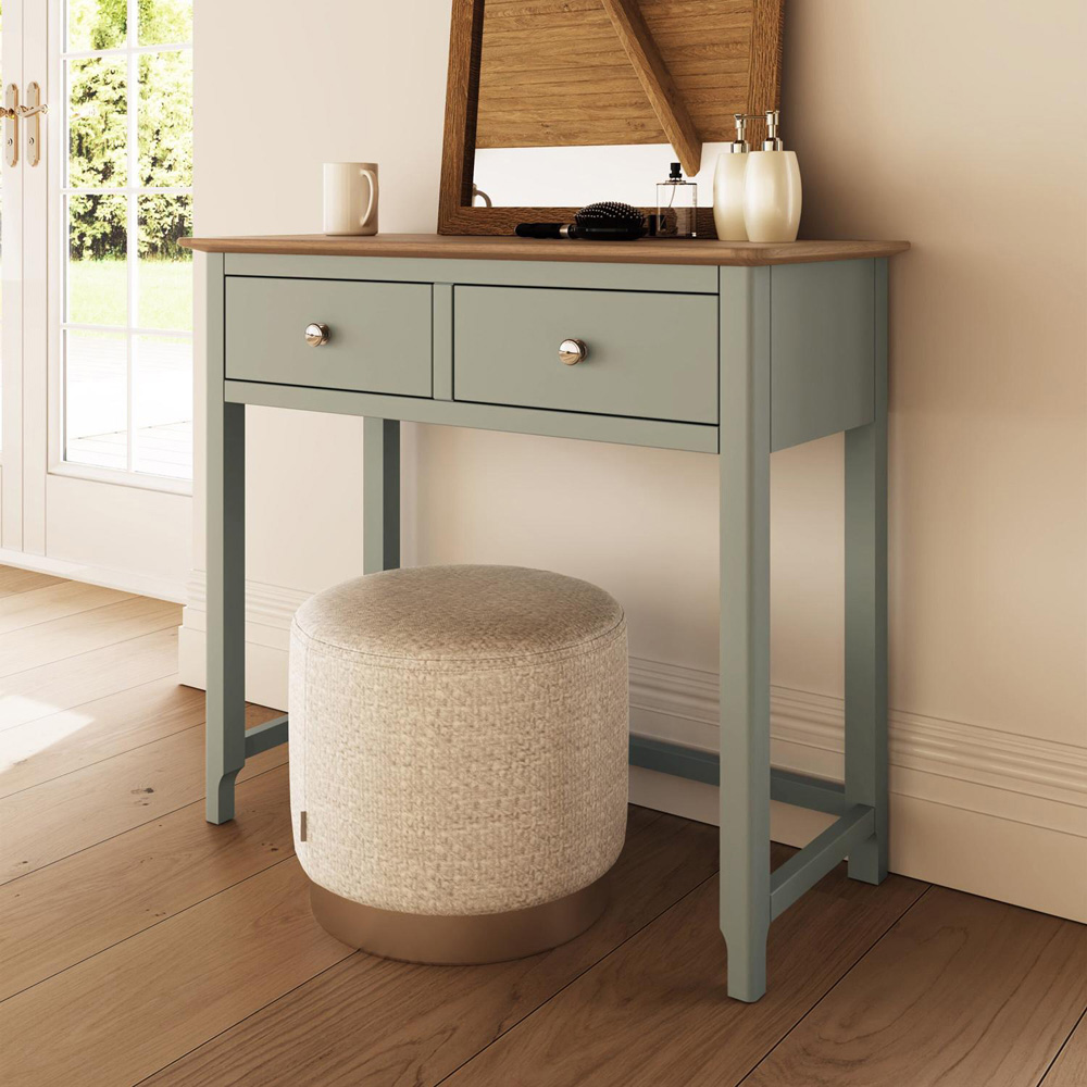 FWStyle Taberno 2 Drawer Sage Green and Oak Dressing Table Image 7