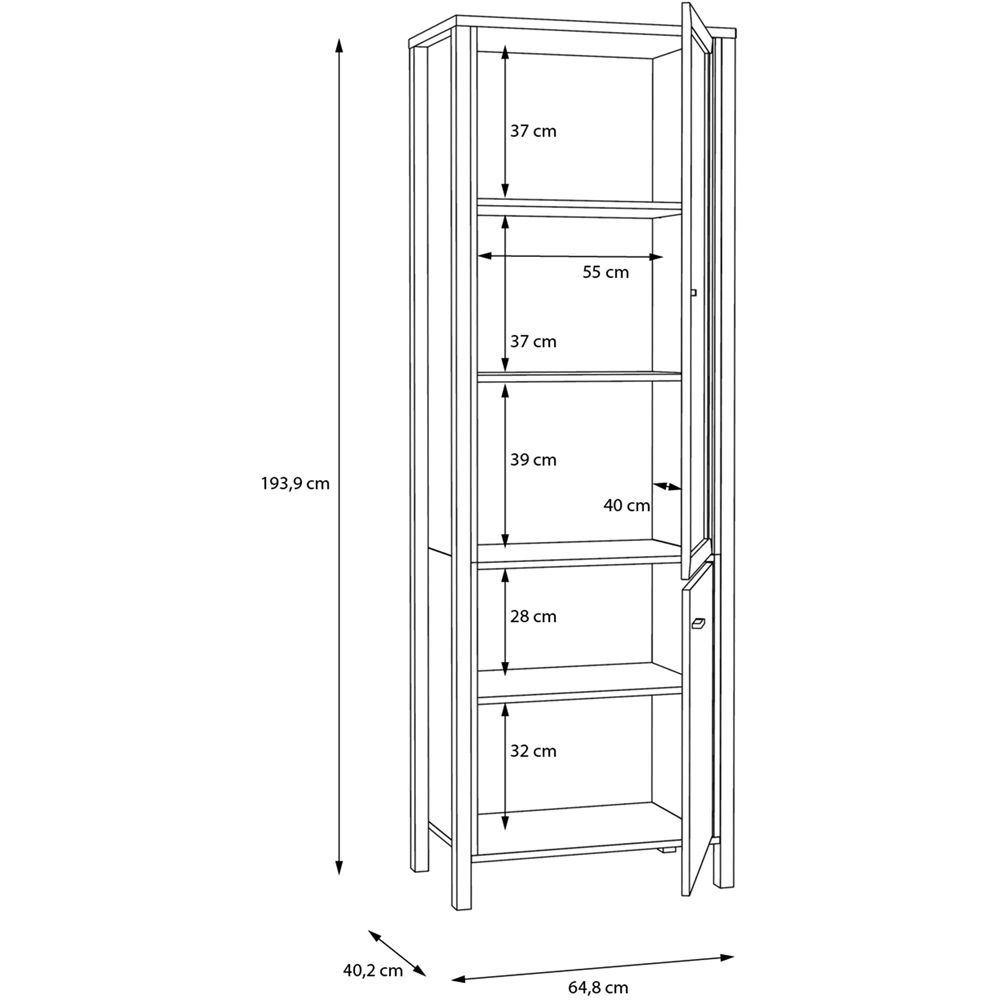 Florence High Rock Single Door Matt Black and Riviera Oak Wide Display Cabinet Image 9