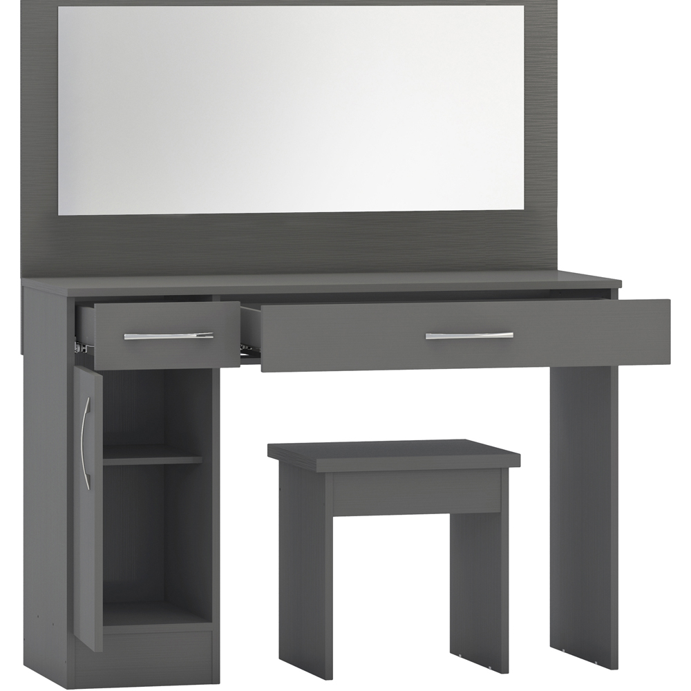 Seconique Nevada Single Door 2 Drawer 3D Effect Grey Dressing Table Set Image 2