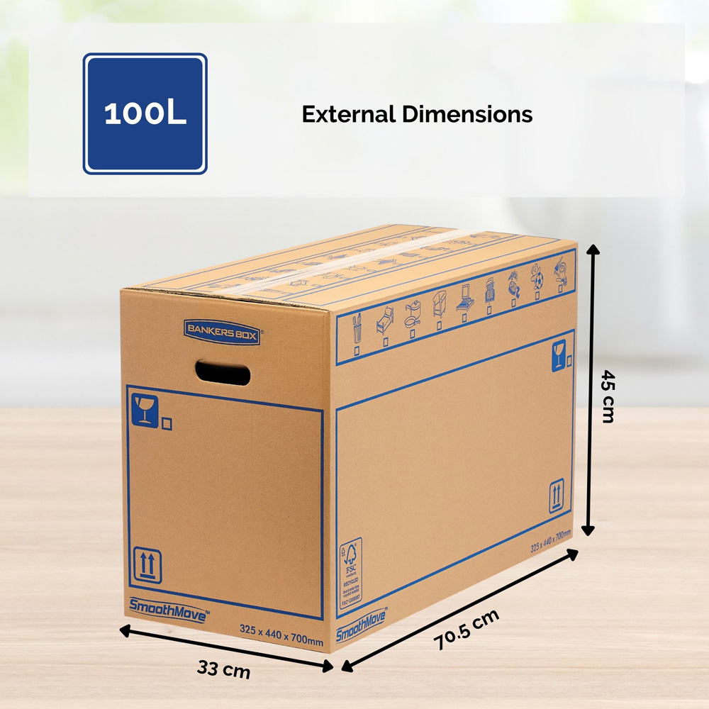 Fellowes SmoothMove 100L Standard Cardboard Box 5 Pack Image 6