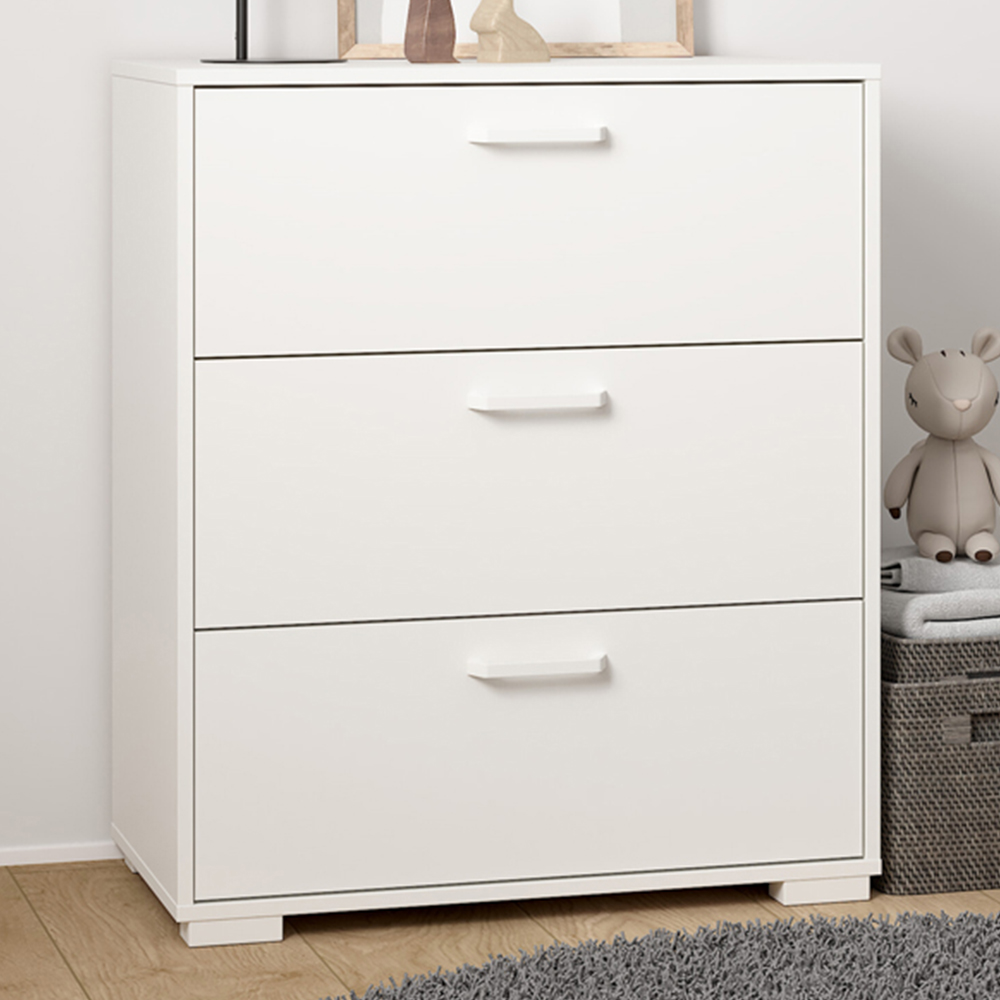 Florence Sofia 3 Drawer White Chest of Drawers Image 1