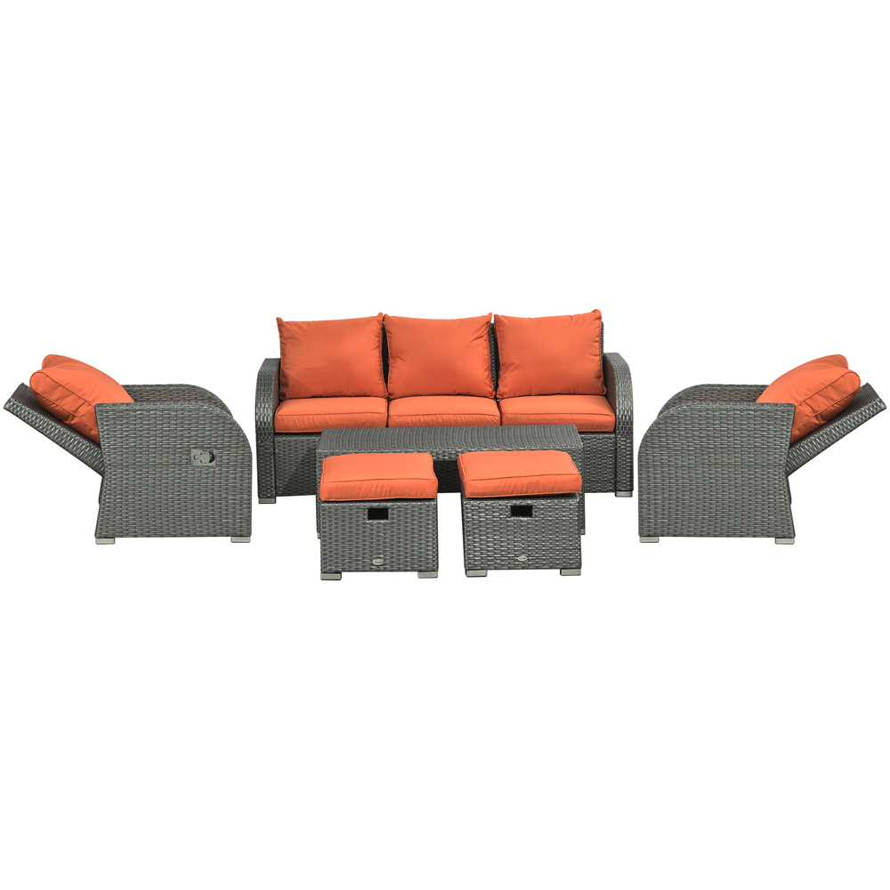 Outsunny 7 Seater Grey and Orange Rattan Sofa Lounge Set Image 2