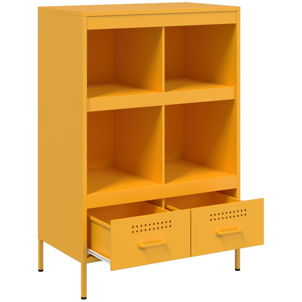vidaXL 2 Drawer 4 Shelf Yellow Highboard Image 3