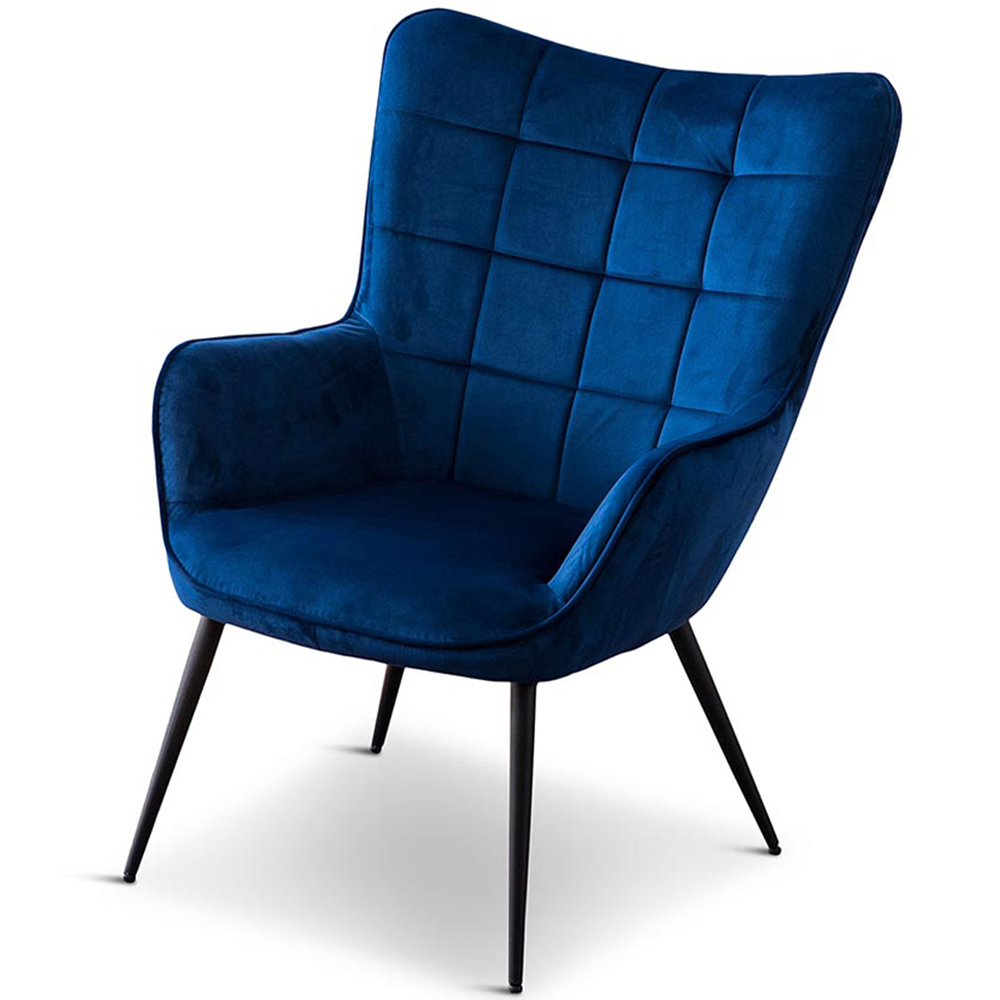 Furniture Online Vera Blue Velvet Modern Accent Chair Image 2