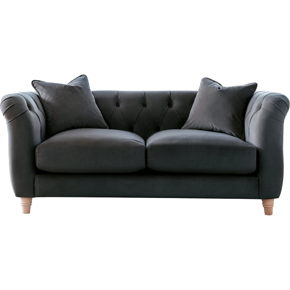 2 Seater Midnight Blue Velvet Sofa Image 2