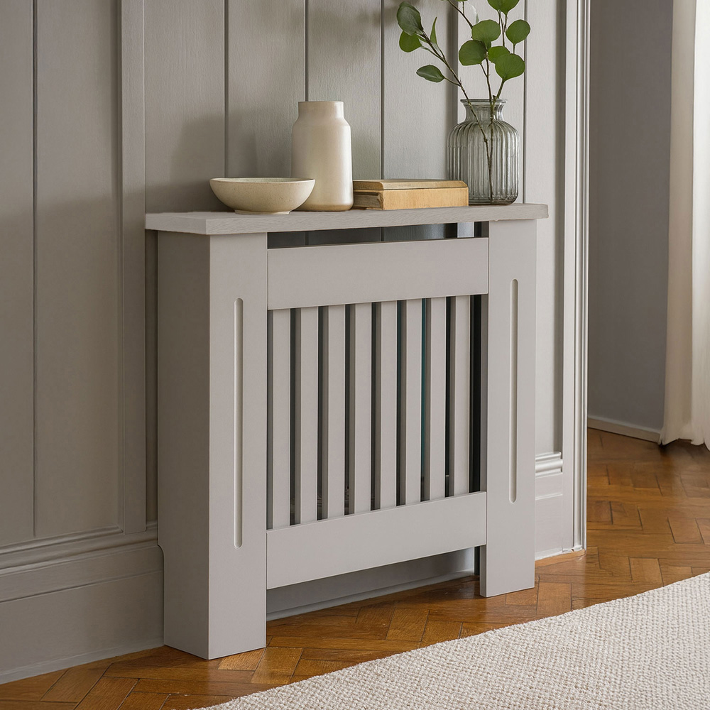 Neo Grey Decorative Wooden Radiator Cover Small Image 2