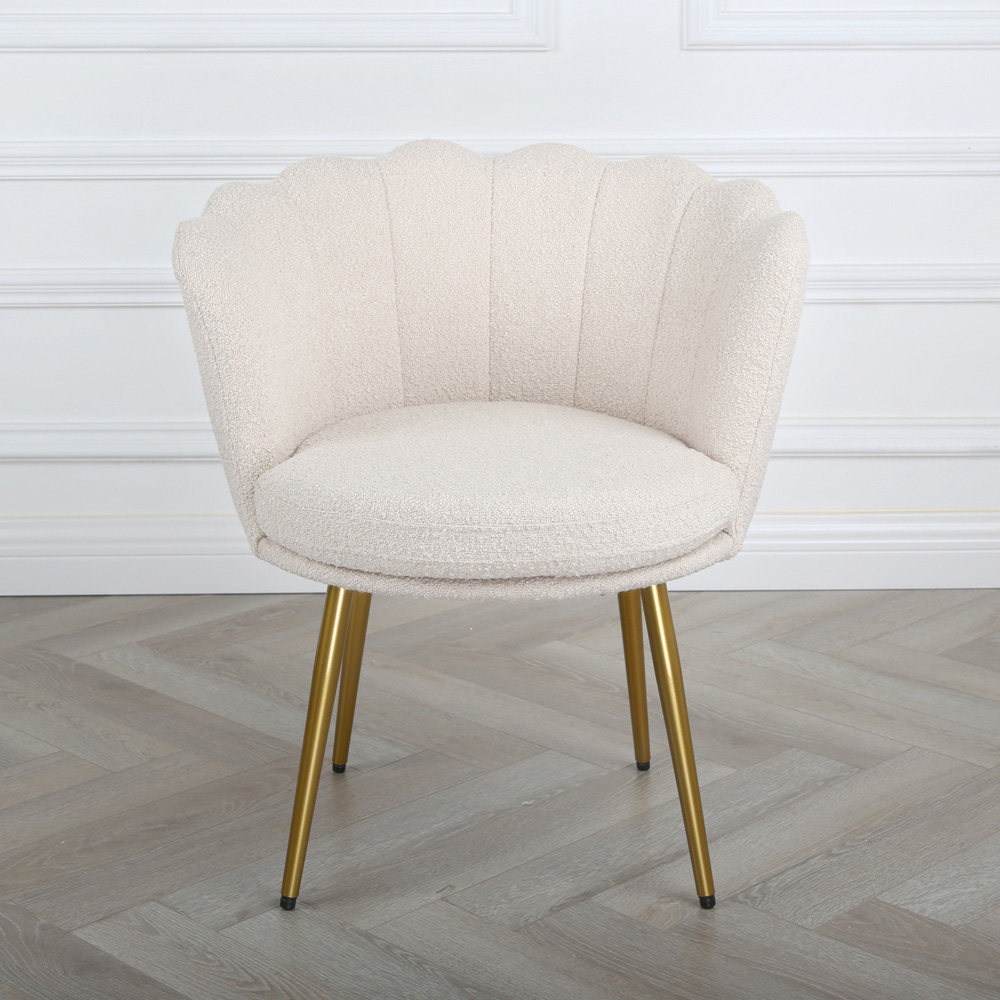 Flora Cream Boucle Accent Chair with Golden Legs Image 6