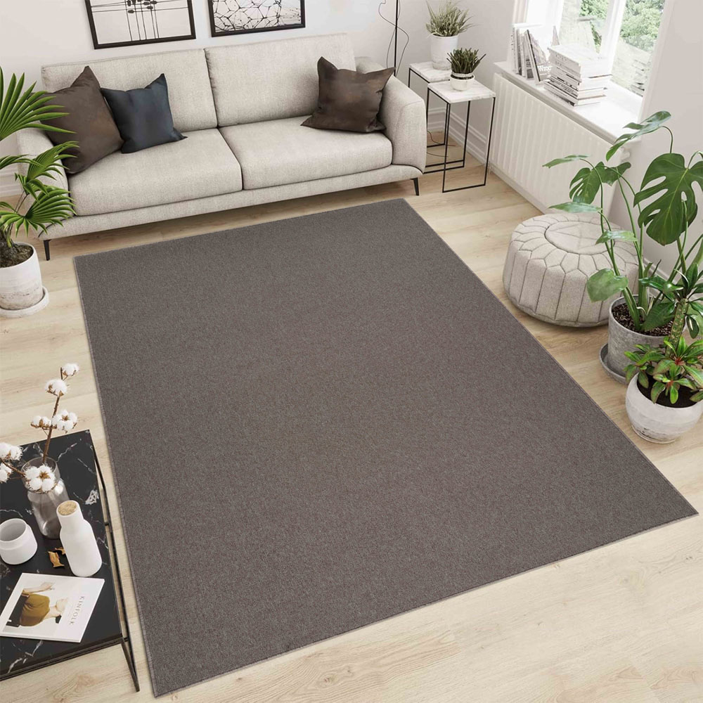 Desire Rugs Simple Dark Beige Low Pile Felt Backing Tufted Rug 110 x 60cm Image 2