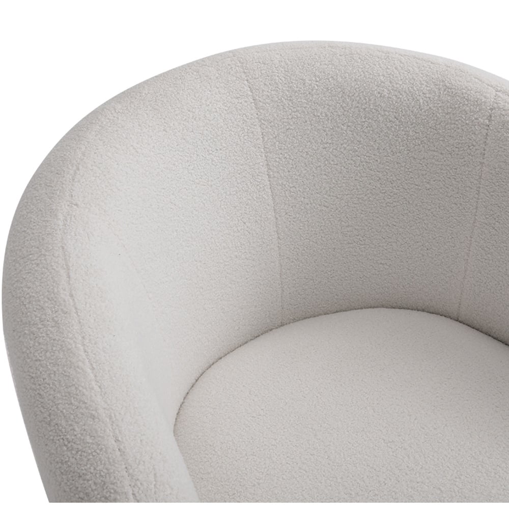 Living and Home White Teddy Fleece Swivel Upholstered Tub Chair Image 4