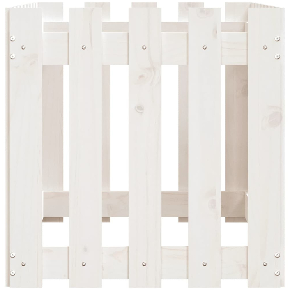 vidaXL White Solid Pine Wood Fence Design Raised Garden Bed 50 x 100 x 50cm Image 5
