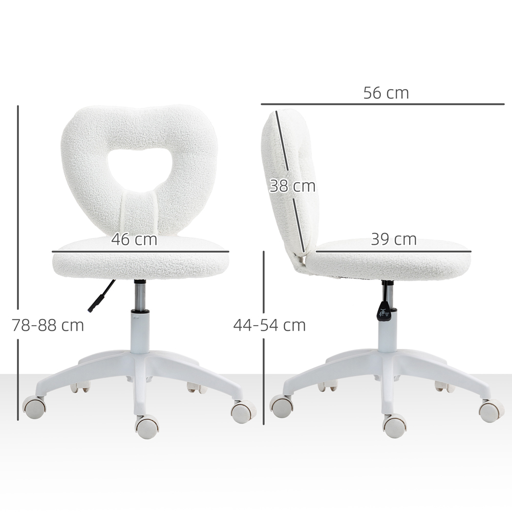 Portland White Armless Heart Office Chair Image 9