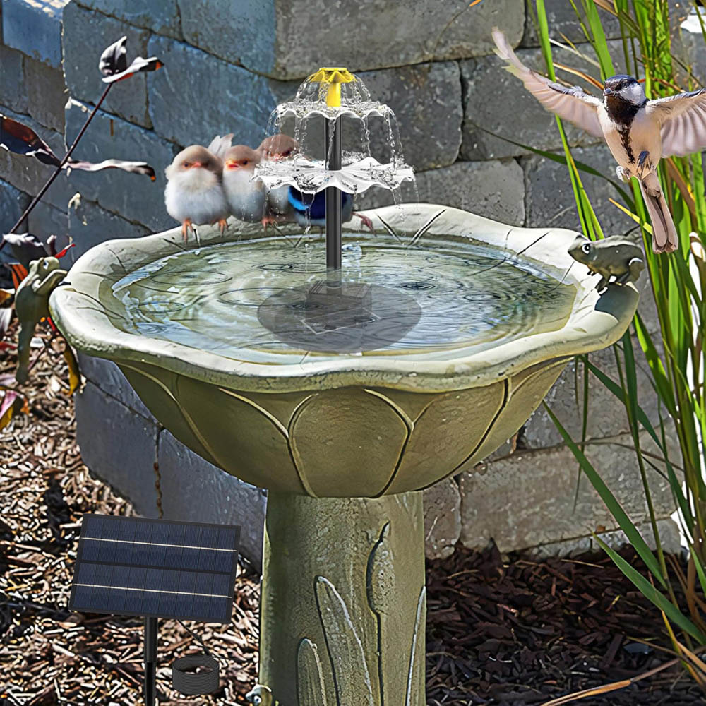 Living and Home 3-Tier Solar-Powered Bird Bath Fountain Water Pump with 6 Nozzles Image 6