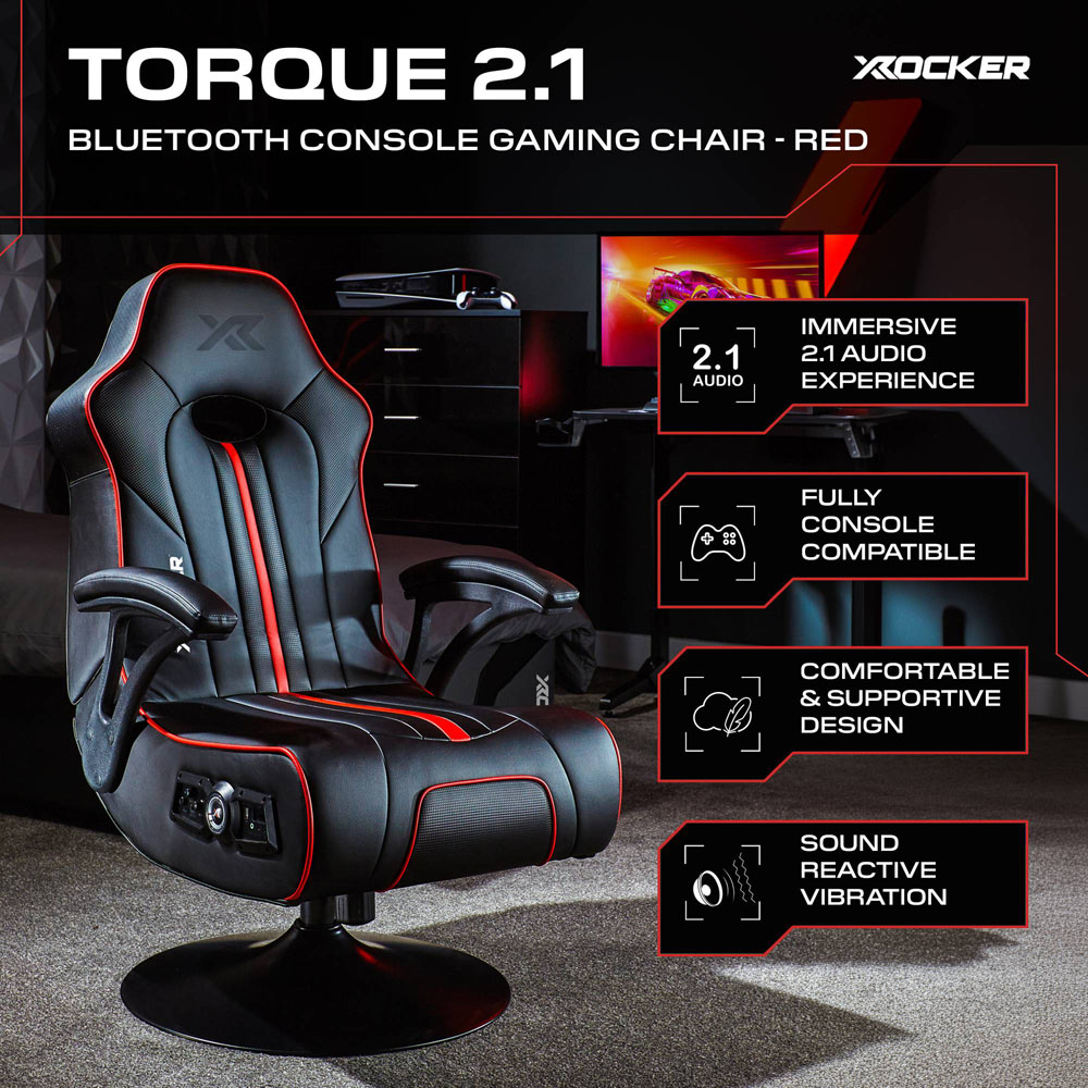 X Rocker Torque 2.1 Red Stereo Audio Console Gaming Chair with Vibration Image 2
