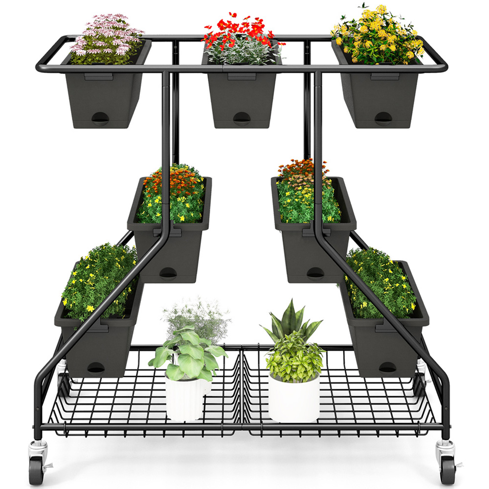 Costway Black 3 Tier Vertical Raised Garden Bed Image 4