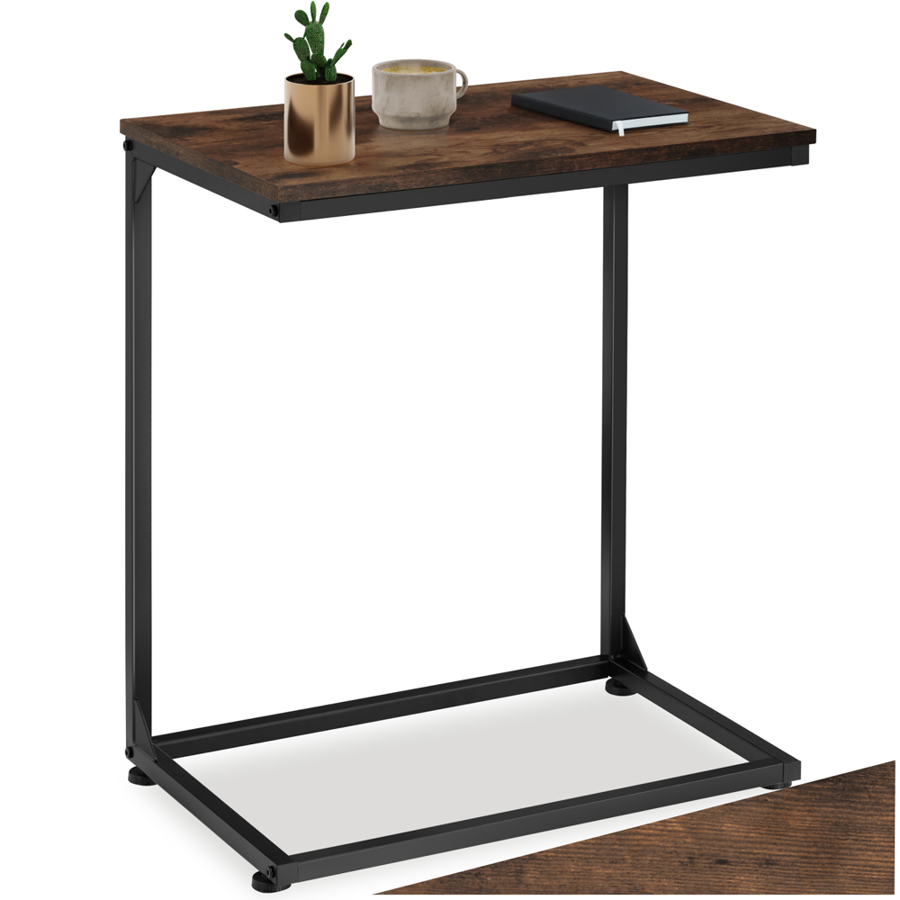 tectake Cardiff Dark Industrial Wood Rustic Bedside Table Image 2
