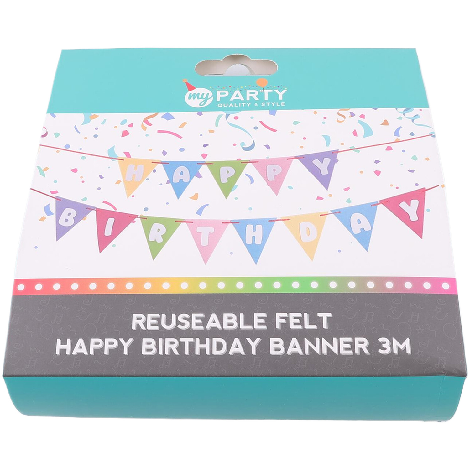 Reusable Felt Happy Birthday Banner Multicolour Image 1